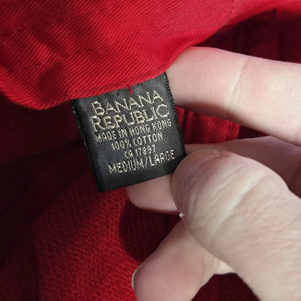 VINTAGE Banana Republic‎ Hat Cap Fitted Medium/Large Red Fleece Logo
